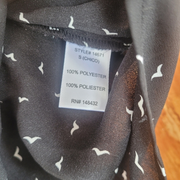 Staccato Black with White Bird Print Blouse S - Picture 8 of 8